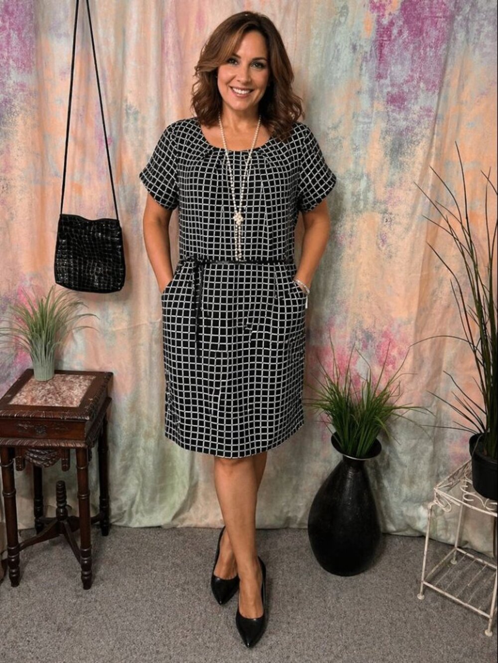 NWTπShelby & Palmer Dash - Dot Clean Lines Work to Weekend Dress with Pockets